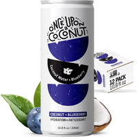 Once Upon A Coconut Blueberry Coconut Water - Pure No Sugar Added - Low-Calorie, All-Natural Drink With Electrolytes - Non-Gmo, Gluten-Free - Pack Of 12 Cans (Each 10.8 Fl Oz)