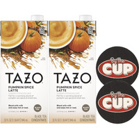 Tazo Pumpkin Spice Latte Black Tea Concentrate, 32 Oz (Pack Of 2) With By The Cup Coasters