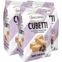 Dolcetto Cubetti Wafer Cookies, Creamy Dark Chocolate Flavor Sweets, Crispy Gourmet Treats Made In Italy, No Preservatives, 8.8 Ounce (Pack Of 3)