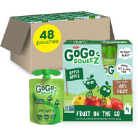 Gogo Squeez Fruit On The Go, Apple Apple, 3.2 Oz (Pack Of 48), Unsweetened Fruit Snacks For Kids, Gluten Free, Nut Free And Dairy Free, Reclosable Cap, Bpa Free Pouches