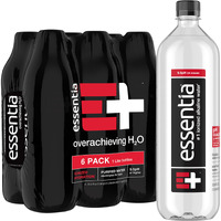 Essentia Bottled Water, 1 Liter, Pack Of 6 Bottles; 99.9% Pure, Infused With Electrolytes For A Smooth Taste, Ph 9.5 Or Higher; Ionized Alkaline Water