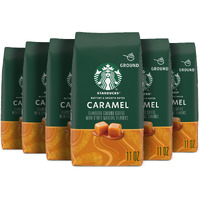 Starbucks Ground Coffee, Caramel Flavored Coffee, Naturally Flavored, 100% Arabica, 6 Bags (11 Oz Each)