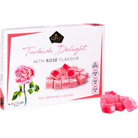 Cerez Pazari Turkish Delight With Rose Flavour 230Gr Gourmet Small Size Snacks Gift Box | No Nuts Sweet Traditional Vegan Soft Candy Dessert Approx 40 Pcs