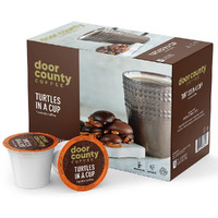 Door County Coffee Turtles In A Cup Flavored Coffee Ground | 10 Count Single Serve Cups | Medium Roast | 100% Specialty Arabica Coffee | Flavored Gourmet Coffee | Caramel And Toasted Pecan Coffee