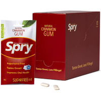 Spry On The Go Gum, Fresh Natural Xylitol Chewing Gum Dental Defense System Aspartame-Free Sugar Free Gum (Cinnamon, 55 Count - Pack Of 12)