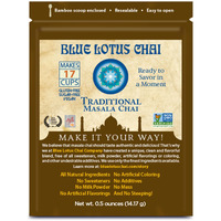 Blue Lotus Chai - Traditional Masala Chai - Makes 17 Cups - 0.5 Oz Pouch Masala Spiced Chai Powder With Organic Spices - Instant Indian Tea No Steeping - No Gluten