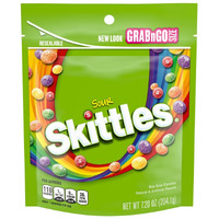 Skittles Sours Chewy Candy Bulk Pack, Grab N Go, 7.2 Oz Bag (Pack Of 8)
