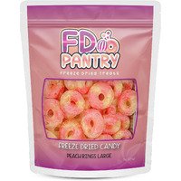 Freeze Dried Peach Rings Candy - Crunchy & Sweet, Large 7 Oz Resealable Bag For Freshness, Gift & Snack - Large Bag Freeze-Dried Gummy Candies