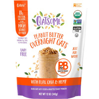 Oatsome Pbfit Overnight Oats - Peanut Butter Flavor With Chia Seeds, Flax Seeds And Hemp Seeds - Gluten Free Oatmeal With 11G Of Protein - 12 Oz