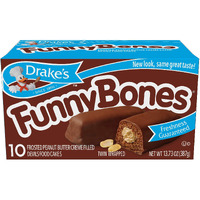 Drake's Funny Bones, 10 Twin-Wrapped Devils Food Cakes, 13.73 Oz Box