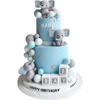 28 Pcs Elephant Cake Toppers Balls Cake Decorations Diy Cake Topper For Boy Girl Baby Shower Birthday Party Decorations (Blue)