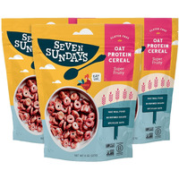 Seven Sundays Oat Protein Cereal, Super Fruity, 8 Oz Bag (Pack Of 3), Gluten Free, 5G Upcycled Protein, 0G Refined Sugar, Crunchy Sweet Snack