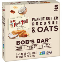 Bob's Red Mill Peanut Butter Coconut & Oats Snack Bar - 5 Bars (Pack Of 1) - Gluten Free, Non-Gmo, Whole Grain