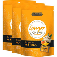 Bali's Best Ginger Chews - Tropical Mango Flavor (3 Pack) 100% Real Ginger, Sweet Spicy Chewy Mango Ginger Candies, 3X 5.08Oz 144G Bags, Great Snacks For Sharing And Gift Baskets