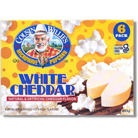 Cousin Willie's Microwave Popcorn Bags, White Cheddar (6 Bags), Gourmet Popcorn Boxes For Party, Whole Grain Popcorn, Gluten Free, Low Calorie Healthy Snack, Made In Usa, Non-Gmo