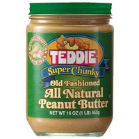 Teddie All Natural Peanut Butter, Super Chunky 2Pk, Gluten Free & Vegan, 16 Ounce Glass (Super Chunky, 16 Ounce (Pack Of 2))