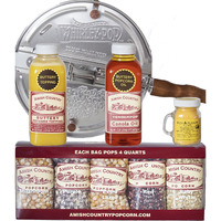 Amish Country Popcorn | 6 Quart Whirley Pop Stovetop Popcorn Gift Set | Old Fashioned, Non-Gmo And Gluten Free