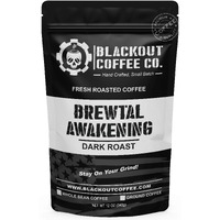 Blackout Coffee, Brewtal Awakening Dark Roast Coffee, High Caffeine, Bold, Rich, Aromatic, Strong & Flavored Coffee Beans, Fresh Roasted In The Usa - 12 Oz Bag (Whole Bean Coffee)
