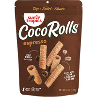 Sun Tropics Cocorolls Espresso Flavor- 6 Count (4 Oz Each) | Crisp Rolled Wafer Cookies, Coconut Rolls Made With Pure Coconut Cream | Gluten Free & Dairy Free Coconut Wafer Snack
