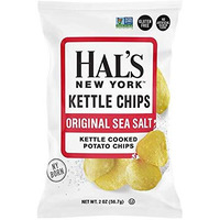 Hal's New York Kettle Cooked Gluten Free Original Sea Salt Salted Potato Chip Crisps, 2 Oz (Pack Of 24)