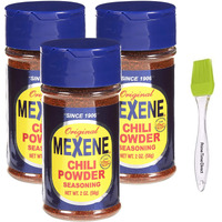 Mexene Original Chili Powder Seasoning - 2 Oz (Pack Of 3) Bundle With Primetime Direct Silicone Basting Brush In A Ptd Sealed Bag