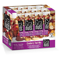 Granuts Cranberry Trail Mix | Caramelized Peanuts | Crunchy Corn Nuts + Almonds | Soft Cranberries | Salty + Sweet Flavors | On-The-Go Snack | 1.76 Oz (12 Inner Packs)