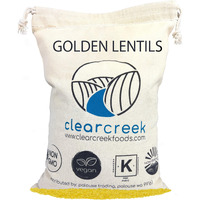 Montana Whole Golden Lentils | 4 Lb Linen Drawstring Bag | Non-Gmo | Kosher | Vegan | Non-Irradiated (Will Sprout) | Yellow Lentils