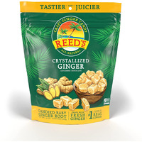 Reed's All Natural Crystallized Ginger Nuggets In A 16 Oz Resealable Bag - Baby Ginger Root Fruit Slices Sweetened With Raw Cane Sugar Crystals - High Energy Ginger Candies For Snacking - 12 Pack