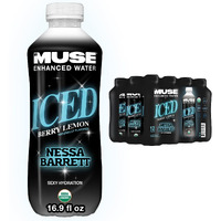 Mymuse Organic Enhanced Flavored Water, Ice Berry Lemon, 16.9 Fl Oz Bottle (12 Pack), 1G Of Sugar, Immune Support With Zinc & Elderberry, Antioxidants Vitamin E, Low Calories, Usda Organic