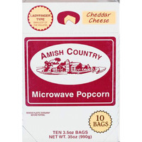 Amish Country Popcorn | Old Fashioned Microwave Popcorn | 10 Bags Cheddar Cheese Ladyfinger | Non-Gmo, Gluten Free, Microwaveable And Kosher (10 Bags)