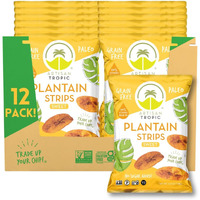 Artisan Tropic Plantain Strips Naturally Sweet - 12 Pack, 4.5Oz - Vegan, Paleo, Gluten Free Chips - Whole 30 Approved Foods Non-Gmo Healthy Snack For Lunches, Dipping, Parties - Baked Banana Chips