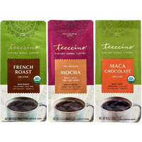 Teeccino Herbal Coffee Variety Pack - Mocha, French Roast, Maca Chocolat   - Ground Herbal Coffee Thats Prebiotic, Caffeine-Free & Acid Free, Medium Roast, 11 Ounce (Pack Of 3)