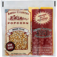 Amish Country Popcorn | All-In-One Medium Yellow Kernel Popcorn Packs | Pre-Measured For Popcorn Machines And Includes Hulless Popcorn, Oil & Salt (5.5 Ounce, Pack Of 24)