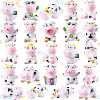 Blulu 42 Pieces Mini Cute Cow Animals Miniature Figurines Toys Cow Cake Toppers Resin Garden Miniature Moss Landscape Diy Terrarium Crafts Ornament For Cake Decoration Garden Home Party Decor