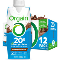 Orgain Organic Vegan Protein Shake, Creamy Chocolate - 20G Plant Based Protein, Ready To Drink, Fruits & Vegetables, Gluten Free, Kosher, No Soy Or Dairy Ingredients, 11 Fl Oz (Pack Of 12)