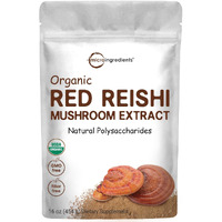 Micro Ingredients Organic Reishi Mushroom Powder, 16Oz | 100:1 Extract, Red Reishi Mushrooms Supplement | Great For Mushroom Coffee Or Tea | Non-Gmo
