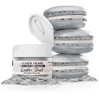 Luster Dust - Silver Pearl (4G 1X Pump) | Edible Vegan Dust & Paint For Cake Decorating, Ice Cream, Desserts, Cocktails And Beverages By Bakell