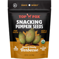 Top Fox Snacks - Organic Pop-Roasted Pumpkin Seeds I Healthy Protein Snacks- Gluten Free- Keto And Vegan Friendly (Bbq, 3.5Oz - 2 Pack)
