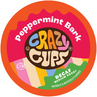 Crazy Cups Decaf Peppermint Bark Flavored Coffee Pods, Holiday Coffee, Single-Serve Medium Roast Coffee Cups For Keurig K-Cup Machines, Hot Or Iced, 22 Count