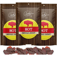 Jerky.Com Exotic Hot Buffalo Jerky - Wild Game Meat Snacks, Exotic Snacks, High-Protein, All-Natural, No Added Preservatives - Healthy Snacks For Adults - 1.75 Oz. (Pack Of 3)