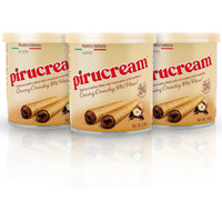 Pirucream Rolled Wafers With Chocolate Hazelnut, Organic Alkaline 100% Cocoa - No Trans-Fat, Preservatives, Colorants Or Additives And Without Palm Oil (155Gr/ 5.46Oz Each One - 3 Pack Tin)