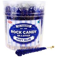 Extra Large Rock Candy Sticks: 36 Navy Blue Crystal Rock Candy Sticks - Blueberry - Individually Wrapped For Party Favors, Candy Buffet, Showers, Receptions, Bridal And Baby Showers - Bulk Candy