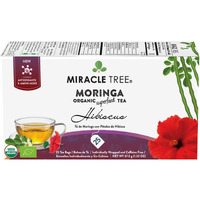 Miracle Tree - Organic Moringa Superfood Tea, 25 Individually Sealed Tea Bags, Hibiscus (Keto, Detox, Energy & Immunity Booster, Vegan, Gluten-Free, Organic, Non-Gmo, Caffeine-Free)