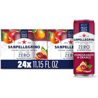 Sanpellegrino Zero Grams Added Sugar Italian Sparkling Drinks Pomegranate Orange, Sparkling Pomegranate Orange Beverage 24 Pack Of 11.15 Fl Oz Cans