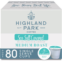 Highland Park Coffee Single Serve Coffee Pods Compatible With Keurig K Cup Brewers, Sea Salt Caramel, 80 Count