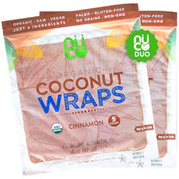 Nuco All-Natural, Certified Organic, Paleo, Gluten Free, Vegan Non-Gmo, Kosher Raw Veggie Coconut Wraps Cinnamon Flavor. No Salt Added Low Carb And Yeast Free 10 Count (Two Packs Of Five Wraps Each)
