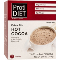 Protidiet High Protein Hot Cocoa Drink, 15G Protein, Low Calorie, Low Carb, Low Fat, No Gluten Ingredients, Keto Diet Friendly, Ideal Protein Compatible, Instant Diet Chocolate Mix, 7 Count Box