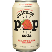 Culture Pop Strawberry & Rhubarb Probiotic Soda, Plant Based, 12 Fluid Ounces (Pack Of 12)