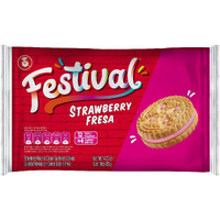 Festival Strawberry Cookies | Cream Strawberry Sandwich Cookies | Natural Dyes & Low Sodium | High Cream Content | 14.6 Oz (Pack Of 1)