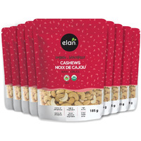 Elan Organic Raw Cashews, Unroasted, Unsalted, Non-Gmo, Vegan, Gluten-Free, Kosher, Raw Nuts, Healthy Snack, 8 Pack Of 6.5 Oz